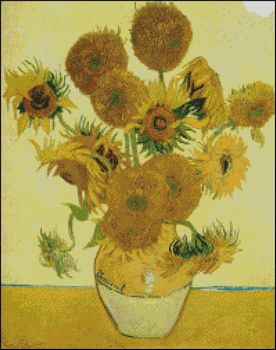 Vase with Fifteen Sunflowers - Click Image to Close