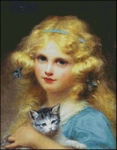 Young Girl Holding a Kitten