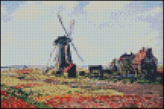 Tulip Fields With The Rijnsburg Windmill 4x6 - Click Image to Close