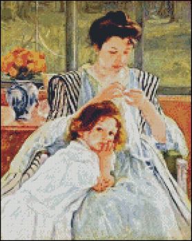 Young Mother Sewing Petite Pattern - Click Image to Close
