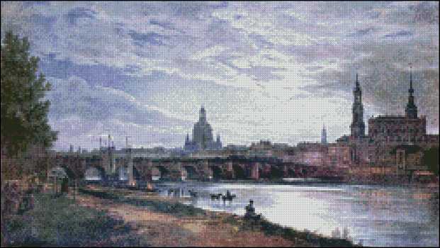 View of Dresden at Full Moon - Click Image to Close