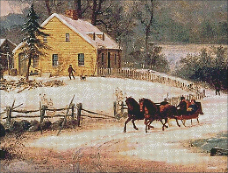 A Sleigh Ride in the Snow (Detail) - Click Image to Close