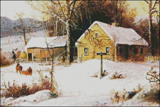 Farmstead in Winter (Detail) - Click Image to Close