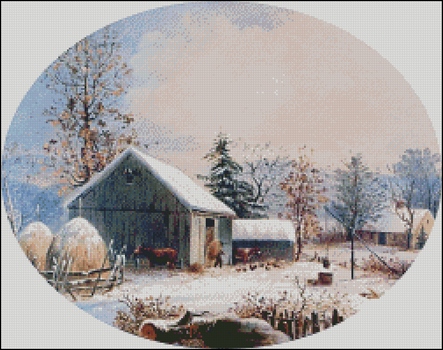 Farmyard in Winter - Click Image to Close