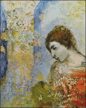 Woman With Pillar Of Flowers - Click Image to Close