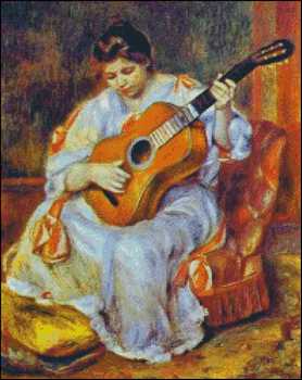 A Woman Playing on a Guitar - Click Image to Close