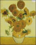 Vase with Fifteen Sunflowers